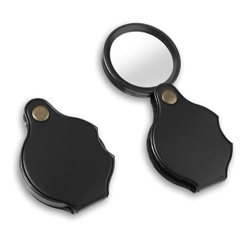 Dimeho Lot de 2 mini loupes de poche 10x - Loupe lecture pliable - Petite loupe pour la lecture, les livres, les journaux, cartes, bijoux, la réparation bijoux