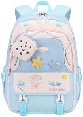 Girls Backpack Cute Star Bookbag for Elementary Middle School Kids Teens Kawaii Book Bag Preppy Y2k Aesthetic Back Pack 6-8 8-10 10-12 (Blue)