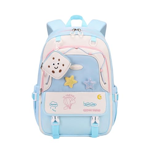Girls Backpack Cute Star Bookbag for Elementary Middle School Kids Teens Kawaii Book Bag Preppy Y2k Aesthetic Back Pack 6-8 8-10 10-12 (Blue)
