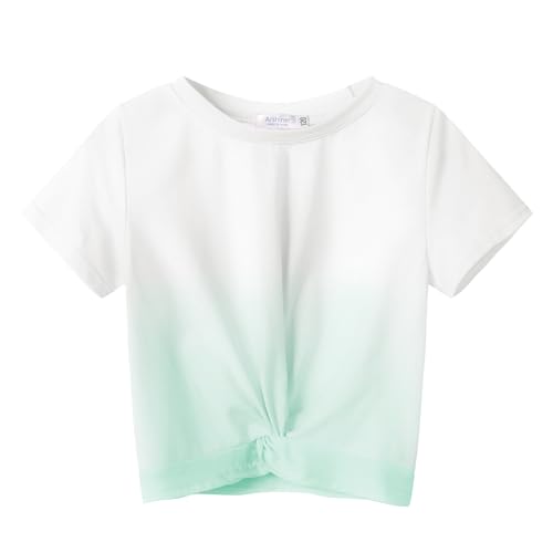 Arshiner Mädchen T-Shirts Sommer Kinder Baumwolle Kurzarm Tops Niedlicher Mode Druck Shirt Rundhals Sport Leichtgewicht Casual Tshirts für Mädchen 13-14 Jahre 165
