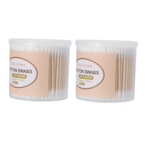 FOMIYES 600pcs Double-ended Cotton Swabs Makeup Absorbent Durable Reusable Long Sticks