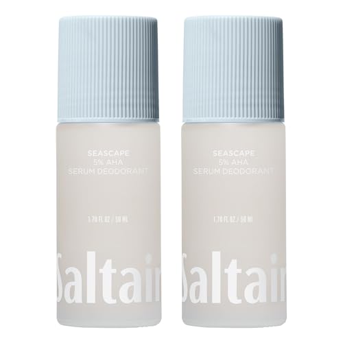 Saltair Serum Deodorant 2 Pack 5% AHA Aluminum-Free Odor Control for Women & Men Mandelic Acid Deodorant with Lactic Acid Seascape Scent 2x 1.7oz Travel Roll On