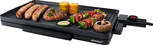 Steba BBQ-Tischgrill, Ultra-flach, hochwertige antihaftbeschichtete Grillplatte, 2 Meter Anschlusskabel, Low-Fat dank Fettauffangschale, hohe Grilltemperatur, VG 30