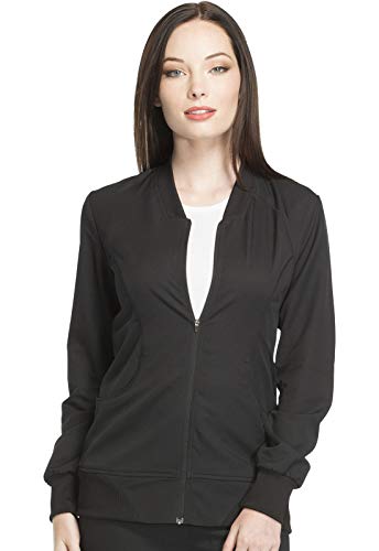 Dynamix Scrubs For Women, Athletic-Inspired Zip Front Jackets For Women With Four-Way Stretch And Moisture Wicking Dk330, L, Black #TOP4