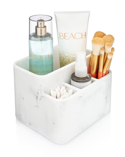 Essentra Home White Marble Toothbrush Holder And Bathroom Organizer – Keeps Your Bathroom Counter Organized And In Style. #TOP2