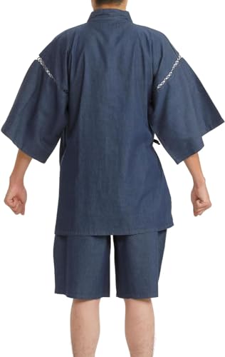 Edoten Jinbei denim men's 4.5 oz light denim fabric (cotton 100%) soft yarn-dyed fabric oversize3