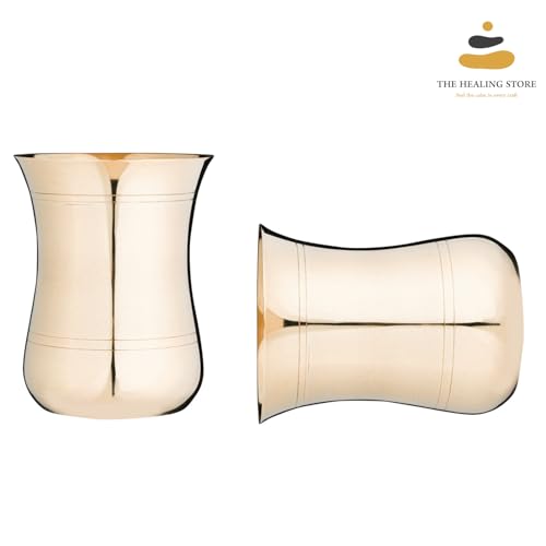 Image of THE HEALING STORE Bronze Kansa Glass, 200 ml Capacity, Gold, Medium Size (gulfa)
