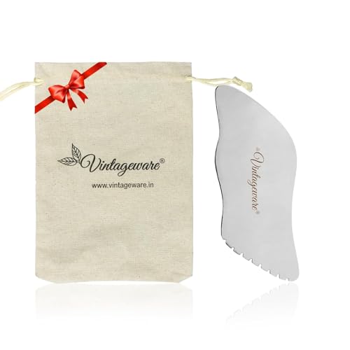 Vintageware® Stainless Steel Foot-Shaped Gua Sha Tool for Face & Body Massage | Reduces Puffiness, Muscle Pain & Tightens Skin | Medical-Grade Scraper (Foot-Shape)