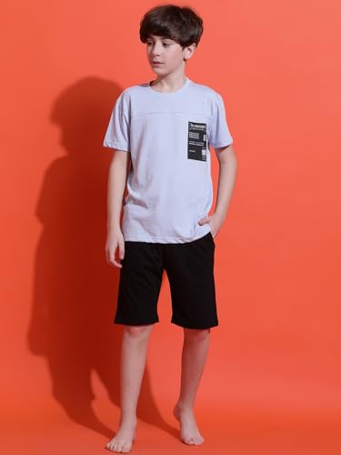 Image of Li'l Tomatoes Boys 100% Cotton Night Suit | Summer T-Shirt & Shorts Set | Soft & Breathable Sleepwear | 9-16 Years