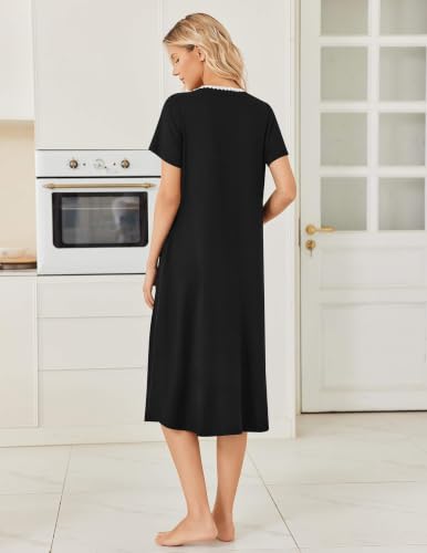 Ekouaer Long Nightgowns for Women Soft Sleep Dress Short Sleeve House Dress - image 5