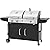 Royal Gourmet ZH3002N Dual Fuel Propane Gas and Charcoal Grill Combo, 3-Burner 25,500-BTU, Outdoor Barbecue Cooking, Black