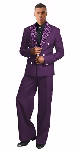 Casual Suits for Men 2 Piece Double Breasted Mens Suit Sequin Peak Lapel Mens Suits for Wedding Grooms