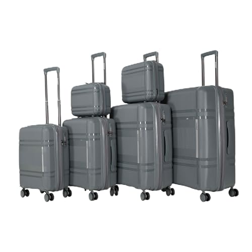 6-Piece Expandable Hard Shell Luggage Set with 360° Rotating Wheels - Lightweight Travel Suitcase with Password Lock - Unisex Carry-On Luggage Set
