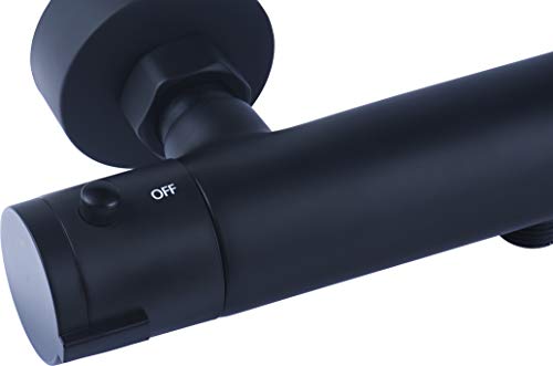 Cornat Brause-Thermostatarmatur "Noir" - Black Edition - Matt schwarzer Messingkörper - Temperaturwahlgriff & Heißwassersperre / Duscharmatur zur Aufputz-Montage / Brausethermostat / NERS3