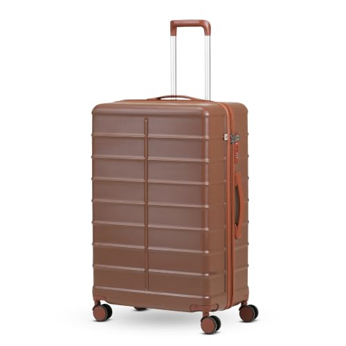 Image of Assembly Odyssey 28 Inch (75cm) Large Check-in Trolley Bag Hard Shell Polycarbonate Suitcase Lightweight with TSA Lock 8 Spinner Wheels Brown