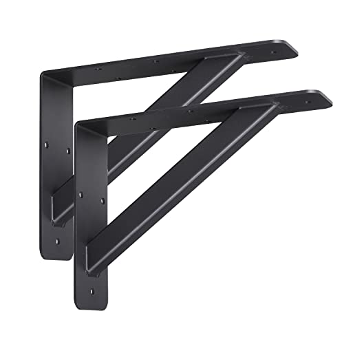 VANROUG Lot de 2 supports de comptoir robustes pour montage mural, 203 x 152 mm, noir
