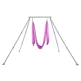 Kojem Yoga Swing Stand w/6M Purple Swing Set Body Bundle Safety Belts Yoga Frame Sling Inversion Aluminum for Indoor Outdoor Hammocks Pull-up Poles Swings 9.8 FT Height