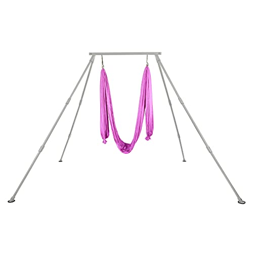 Kojem Yoga Swing Stand w/6M Purple Swing Set Body Bundle Safety Belts Yoga Frame Sling Inversion Aluminum for Indoor Outdoor Hammocks Pull-up Poles Swings 9.8 FT Height