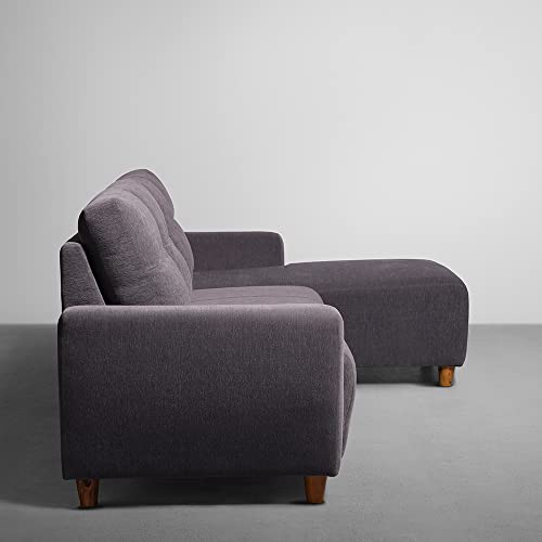 Image of Sleepyhead Yolo Designed by Duroflex - 3 Seater Sofa, RHS L Shape Sofa Set |Premium Fabric, Plush 3-Layer Cushioning |Modern Buttonless Tufted & Anti-Sag Comfort |3 Years Warranty - Sesame Grey