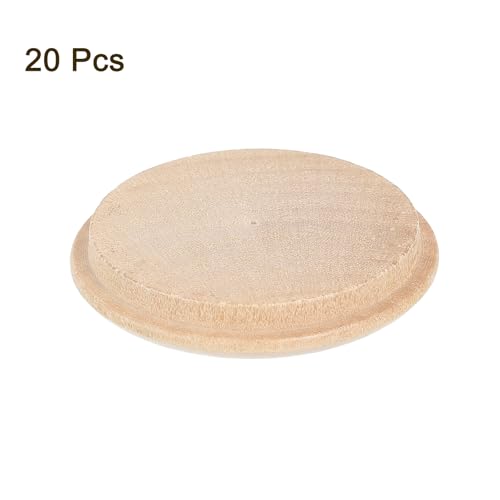Image of uxcell 20Pcs Wood Button Plugs, 40mm /1.57 inch Hardwood Screw Hole Plug Mushroom Wooden Caps Buttons Wood Plug for Furniture Woodworking Craft Decor (45mm x 40mm)