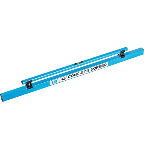 OX Pro 48 Inch Concrete Screed Board with Level Vial and Ergonomic Handle Grip - Made From Heavy...