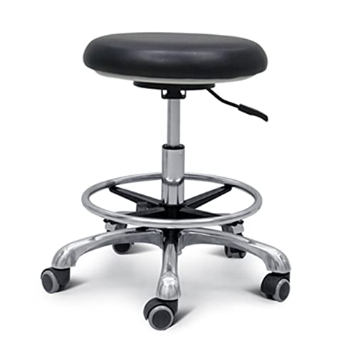 Taburete dental con rotación de 360° con reposabrazos, sillín de piel sintética ajustable en altura para uso en salón y oficina