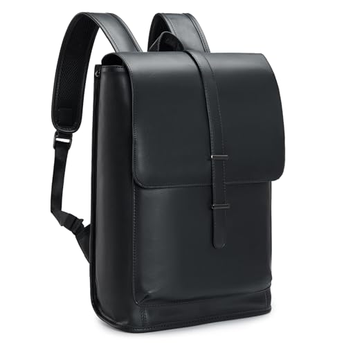 BAGZY Zaino Da Viaggio Bagaglio a Mano 40 X 30 X 15 British Airways，Borsa per Laptop Zaino Porta PC 15,6 Pollici Zaino Uomo Lavoro PU Pelle Zaino Aereo per D'affari Borsa Scuola，Nero