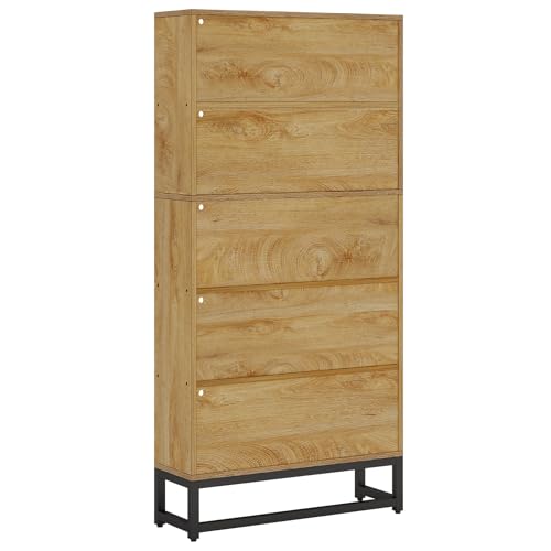 Image of Tribesigns Tall Bookcase and Bookshelf, 70.8 inch Large Bookcases Organizer with LED Lights, Heavy Duty Free-Standing Library Bookshelf with 5-Tier Storage Shelves for Living Room, Bedroom (Brown)