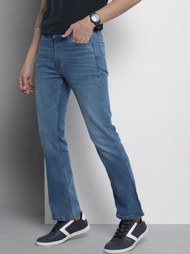 Image of The Indian Garage Co Men Bootcut Solid Mid-Rise Stretchable Jeans