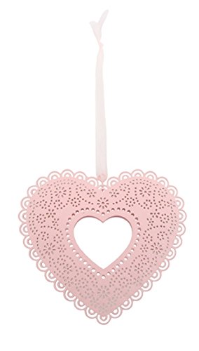 Chaks 80310-32, Coeur CREUX en métal dentelé à suspendre 12,5 cm Rose pastel