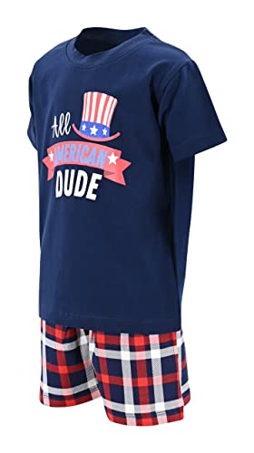Image of Boys 2pc Shorts Set Outfit Short Sleeve Shirt with Fun Applique Print and Shorts