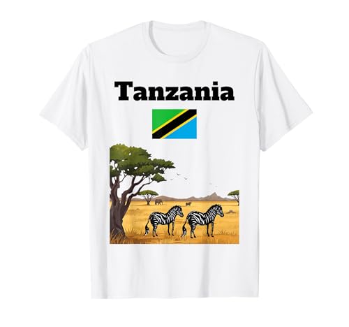 Tanzanie Voyage Voyage Souvenir Safari Amoureux Drapeau tanzanien T-Shirt