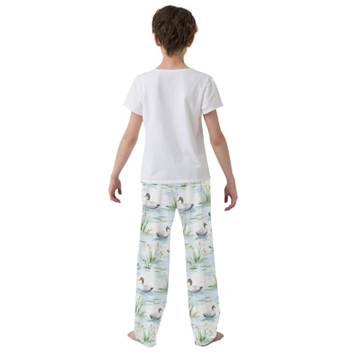 Woodland Duck Long Pajama Pants Elastic Waist PJ Bottoms with Pockets S A1116604
