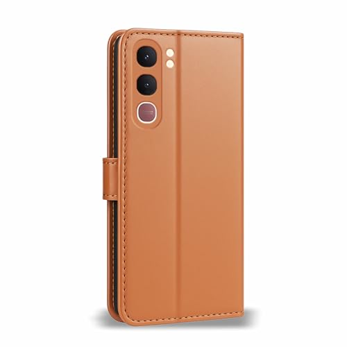 Image of AIBEX Shock Proof Flip Compatible for Vivo Y31 5G Flip Cover Leather Finish | Inside TPU with Card Pockets | Wallet Stand | Complete Protection Flip Case - Brown