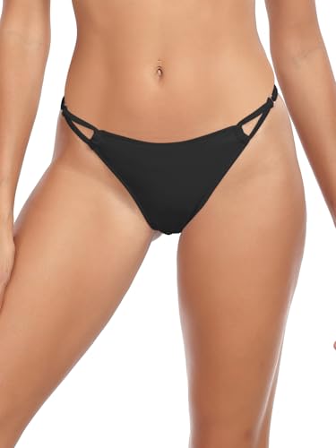 RELLECIGA Women’s Low Rise Sexy Thong Bikini Bottom Adjustable High Leg Swimsuit Bottoms4