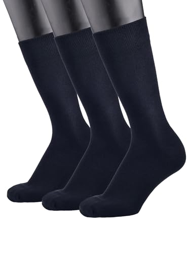 COTTON DAY Mens Premium Soft Combed Cotton Trouser Dress Socks Seamless Toe Navy Shoe Size 10-13
