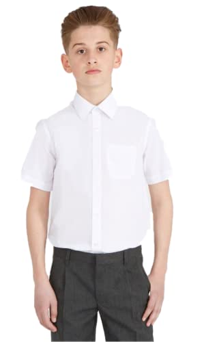 Chemise d'école blanche à manches courtes en polycoton pour garçons de 3 à 16 ans - Blanc - 10 ans Cover