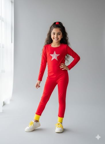 Image of Kids Full Body Unitard for Girls and Boys | Nylon Spandex One Piece Outfit | Flexible Dancewear Costume for Gymnastics Ballet Yoga Training Activities | Red