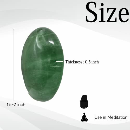Image of Crystal Heaven Certified Green Fluorite Crystal Palm Pebbles Stones For Anxiety Stress Relief Massage Aaa Grade Original Healing Gemstone Agate Palm Stone For Yoga Meditation Spiritual Reiki Feng Shui