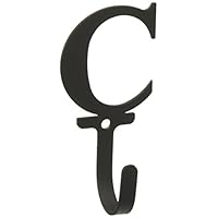Village Wrought Iron 3.63 Inch Letter C Wall Hook Small, Black, S
