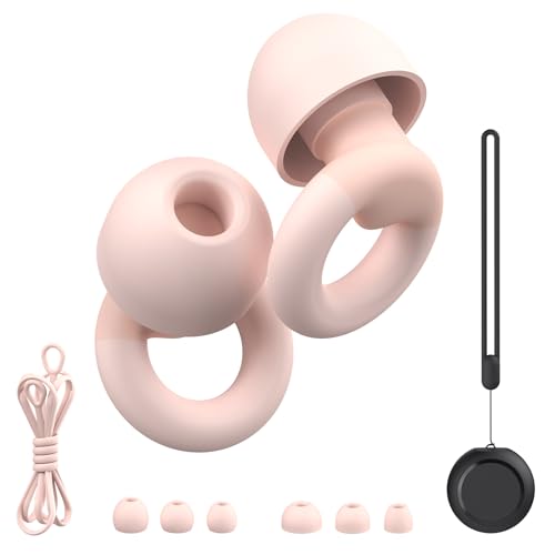 Image of Earplugs for Sleeping,Noise Reduction Soft Silicone Ear Plugs with 7 Pairs Ear Tips&One Connection Cord,Hearing Protection Reusable Earplugs for Sleeping,Concert, Work&Sound Reduction 25dB-30db