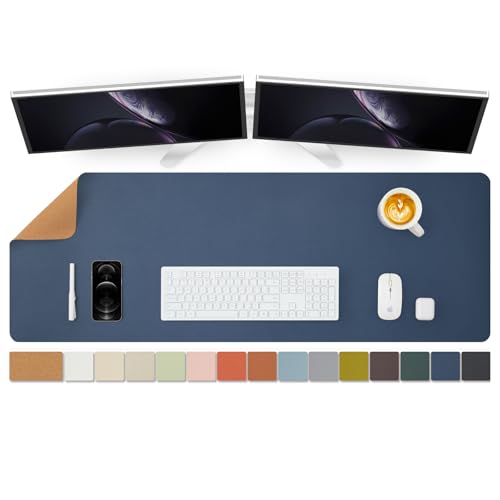 Grande tappetino da scrivania in sughero, 120 x 43 cm, per ufficio e casa, ideale per grandi tappetini per mouse e scrivania sulla parte superiore della scrivania, blu scuro