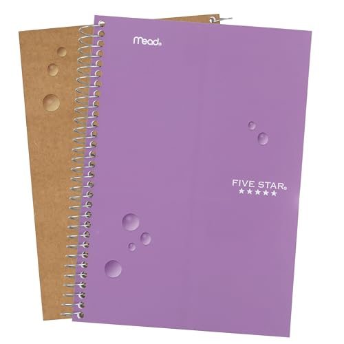 five star spiral notebook 2 subject college ruled paper 634 x 9-1234 80 sheets fights ink bleed water resistant cover amethyst purple 840029cf1-ecm