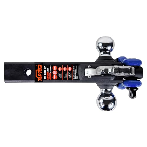 Image of TOPTOW Trailer Hitch with Blue Recovery Shackle Ball Hitch Mount w /Chrome Triple Tow Ball, 2-in Shank, Multi Fit for 2 inch Trailer Hitch Receiver