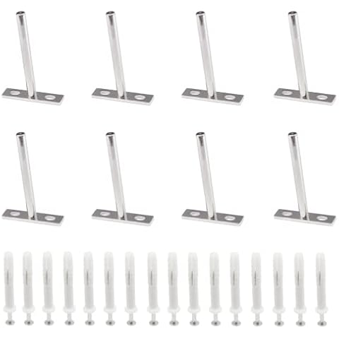 Cjueiom 8 Pcs 3 Inch Floating Shelf Brackets Heavy Duty Wall Brackets, Concealed Shelf Brackets Nickel Plated Invisible Brackets, Hidden Shelf Support Thickened Steel Shelf Brackets for Wood Shelves Cover