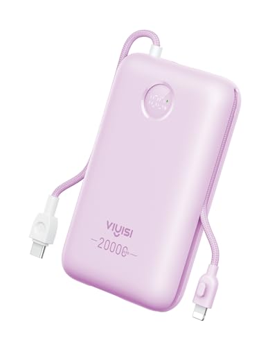 VIYISI Power Bank 20000 mAh 30W Ricarica Rapida Powerbank con Cavi Integrati, Caricatore Portatile Compatto USB C Batteria Compatibile con iPhone 17/16/15/14/13 Series, Sumsung, Xiaomi (Viola)