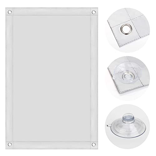 OBdeco Estor enrollable térmico 100 % opaco, protección solar, estor opaco para ventanas de techo Velux, protección contra el calor, sin agujeros, con ventosas, blanco, 76 x 78 cm, para PK04