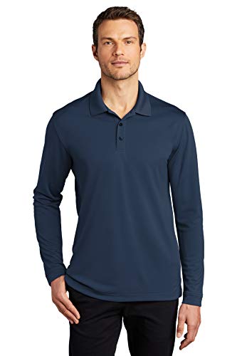 Port Authority Dry ZoneUV Micro-Mesh Long Sleeve Polo, River Blue Navy, Large
