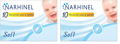 Narhinel 10 Ricambi per Aspiratore Nasale Neonato e Bambini con Filtro Igienico Assorbente per Trattenere il Muco, Monouso, Soft (Confezione da 2)