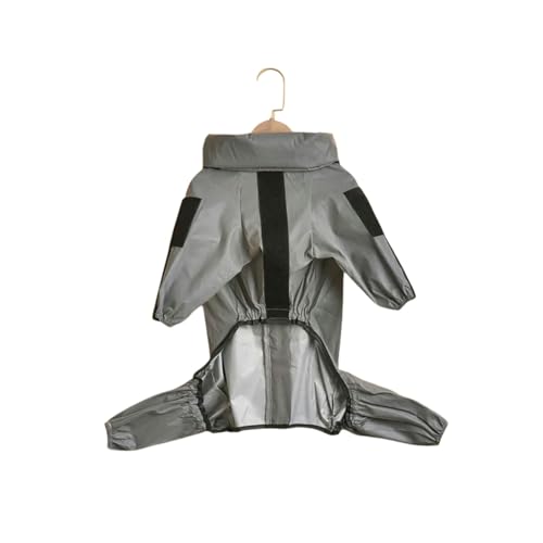 MdybF cappotto cane Impermeabile Per Cani Grandi Esterni, Giacca Riflettente Per Protezione Solare, Impermeabile Per Animali Domestici Con Cappuccio Medio E Grande Tutina Per Cani-Grigio Argento-5Xl